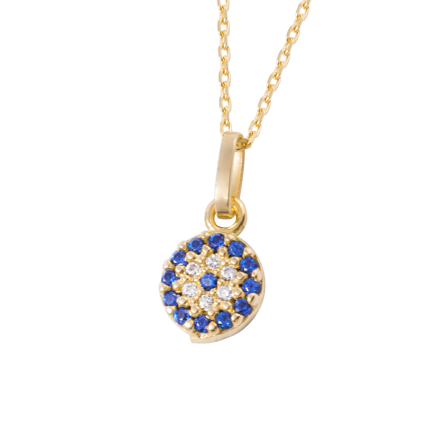 Collar de Oro 18kt Sello Circonita y Zafiros 3