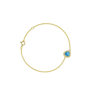 Pulsera Oro Amarillo 18kt Corazón Aguamarina