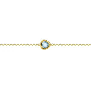 Pulsera Oro Amarillo 18kt Corazón Aguamarina