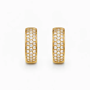 Aros Oro Amarillo 18kt Argollas Pave Circonita 12MM