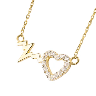 Collar de Oro Amarillo 18kt Modelo Corazón+Electro