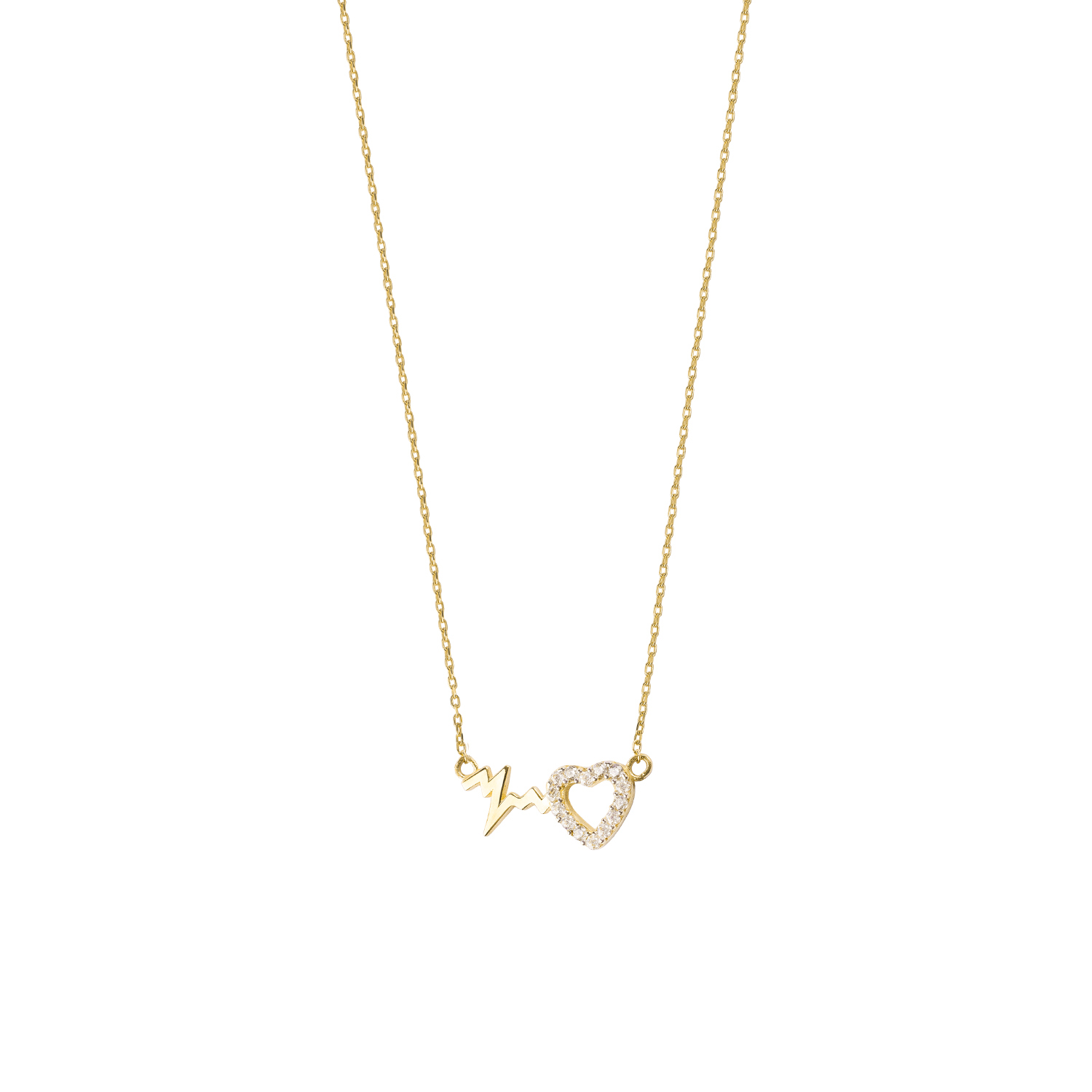 Collar de Oro Amarillo 18kt Modelo Corazón+Electro 3