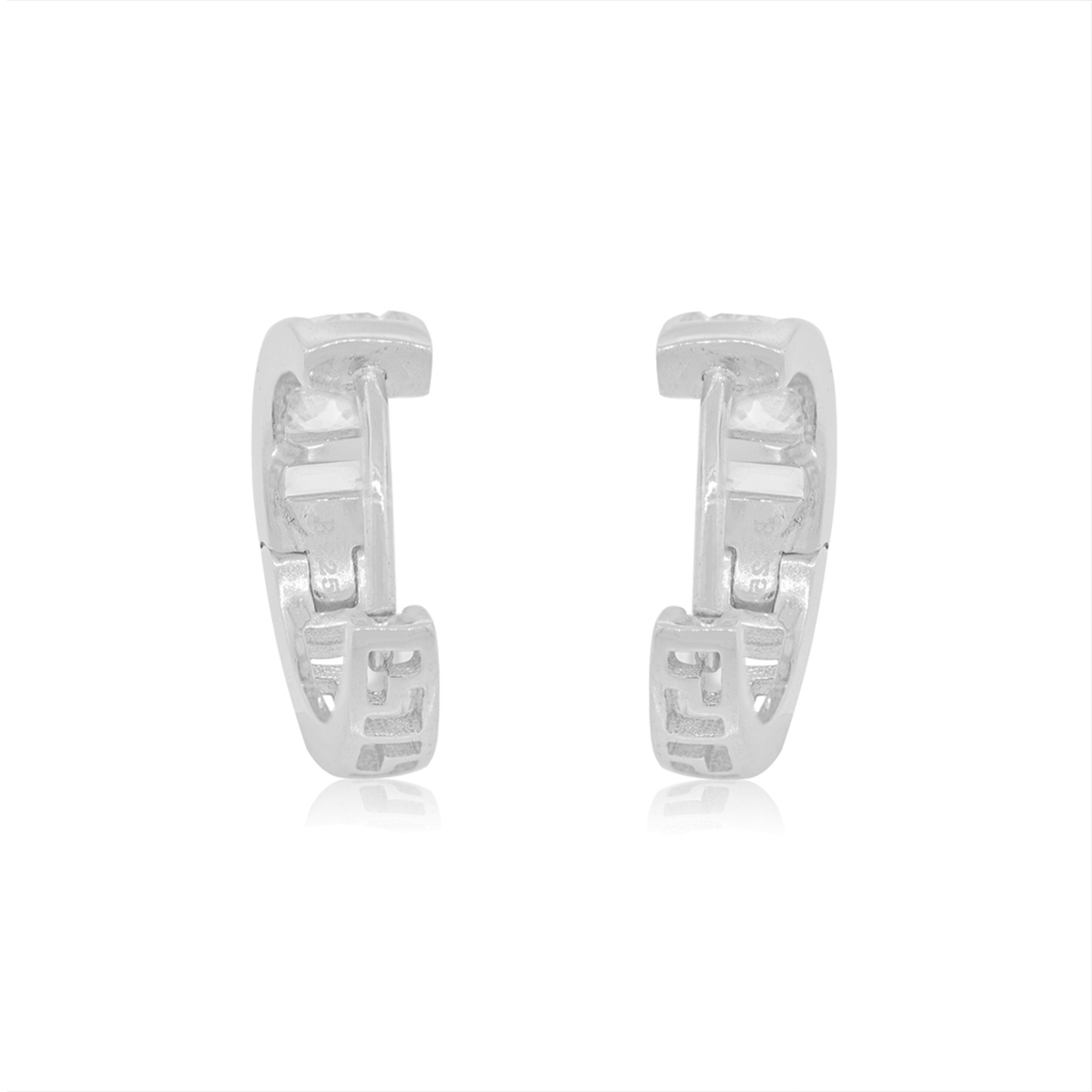 Aros de Plata Esterlina 925 Argollas Circon Riel 2