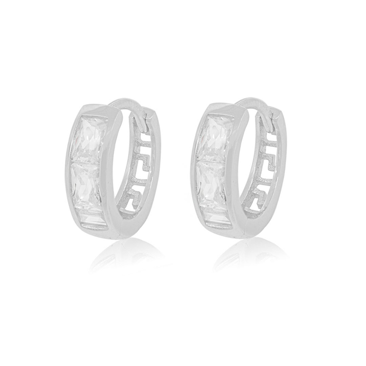 Aros de Plata Esterlina 925 Argollas Circon Riel 3