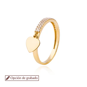 Anillo de Oro 18kt Doble Cintillo Circonita Corazón