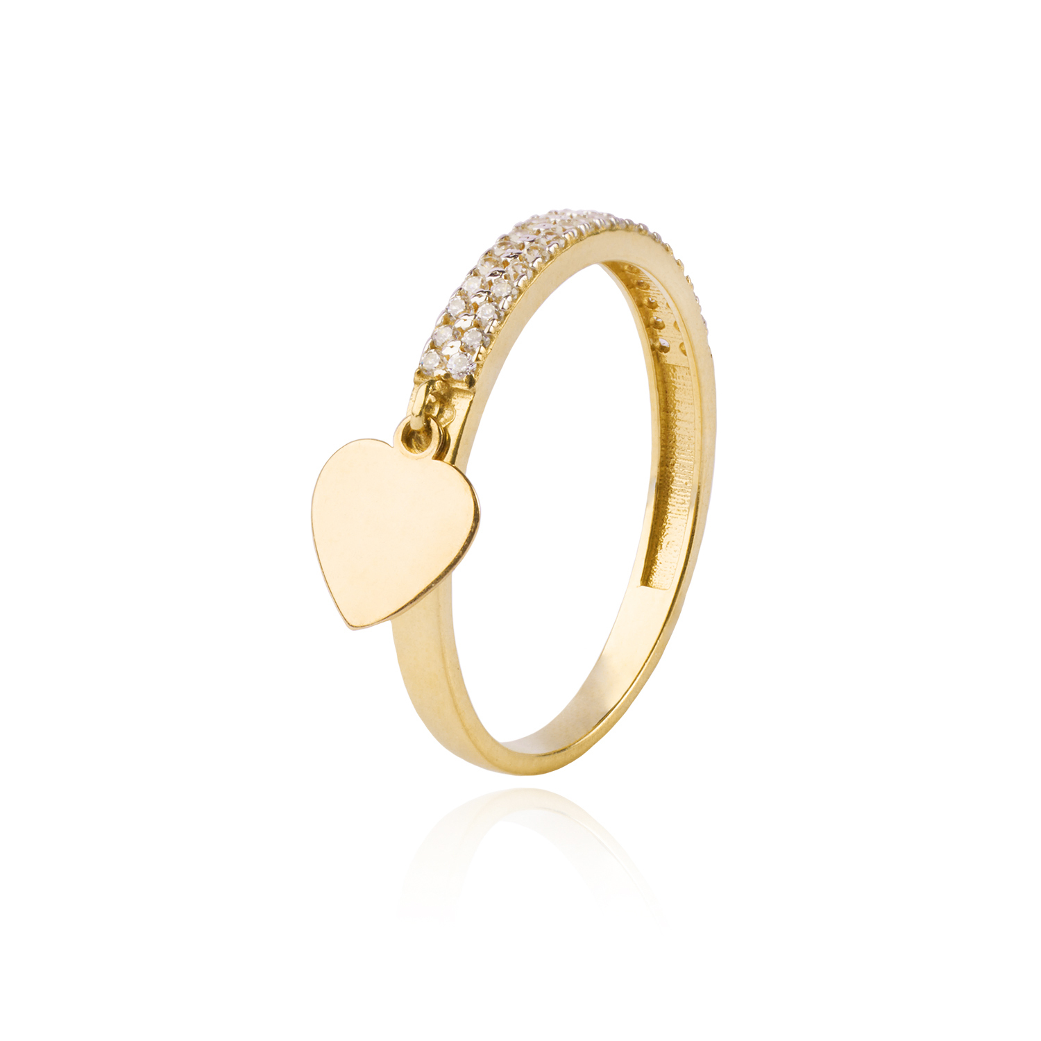 Anillo de Oro 18kt Doble Cintillo Circonita Corazón 3