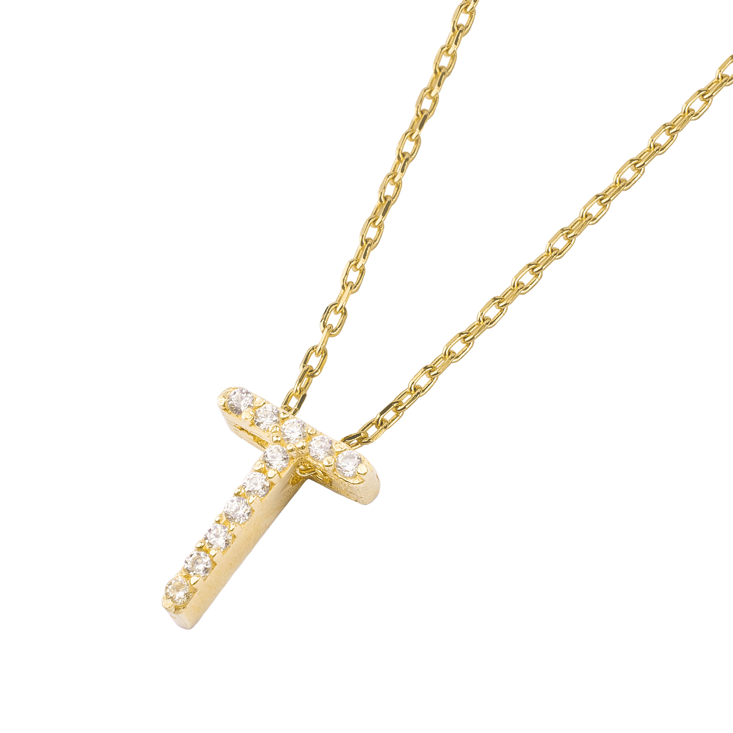 Collar de Plata Esterlina 925 Letra T Revestido en Oro 18kt 1