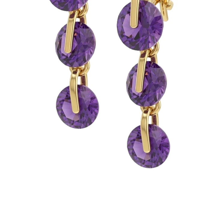 Aros Oro Miel 18kt Cascada Amatista Real 3