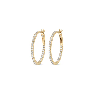 Aros Oro Blanco 18kt Diamantes 62Pts Argollas Grandes
