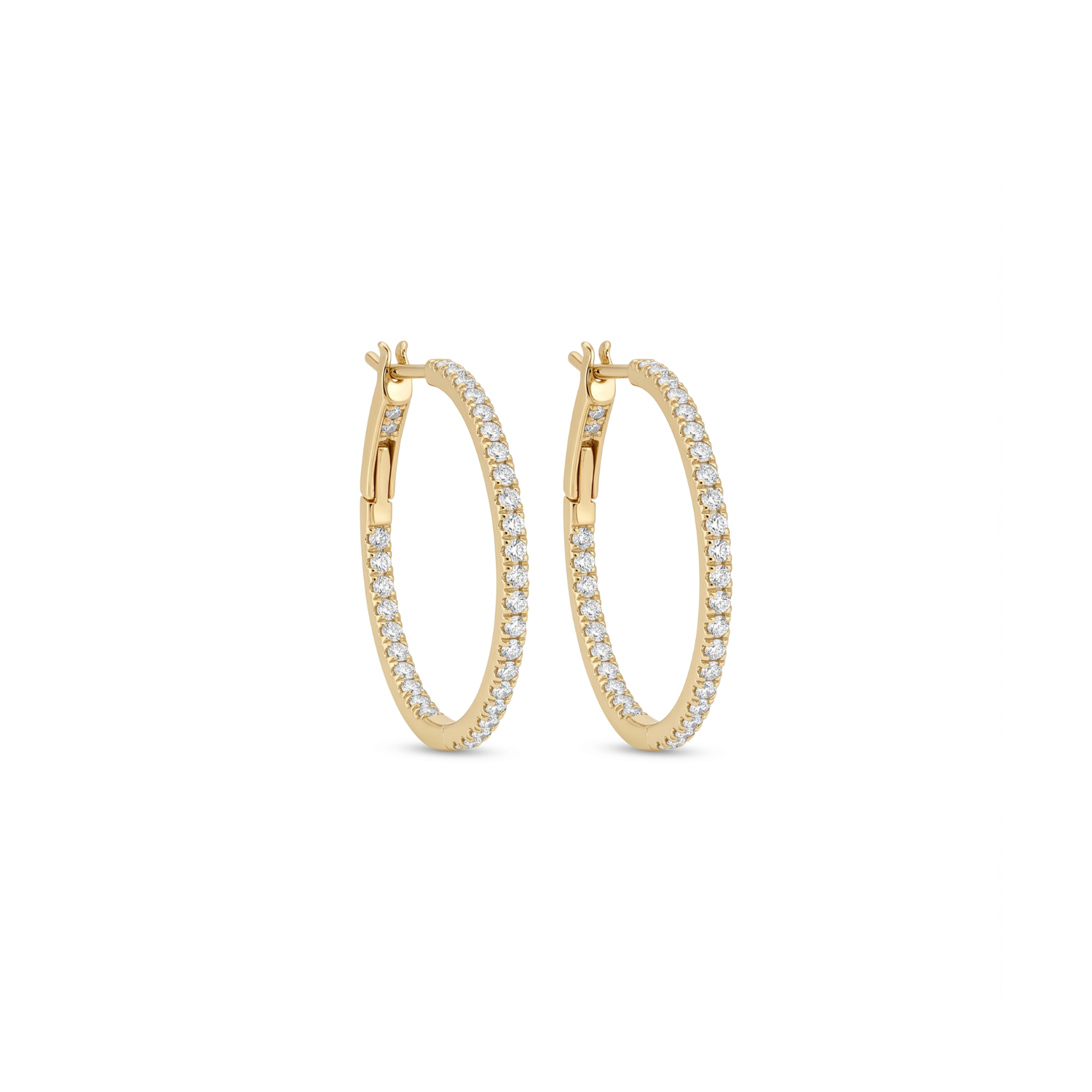 Aros Oro Blanco 18kt Diamantes 62Pts Argollas Grandes 2