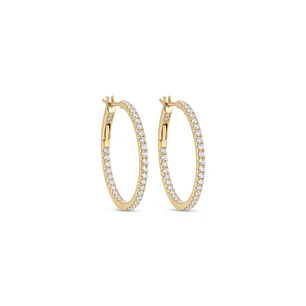 Aros Oro Blanco 18kt Diamantes 62Pts Argollas Grandes