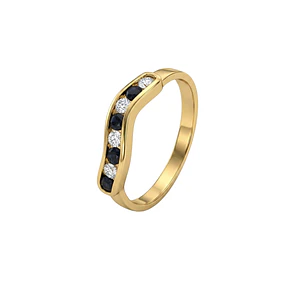 Anillo Oro Miel 18kt Brisa con Ónix y Circonitas