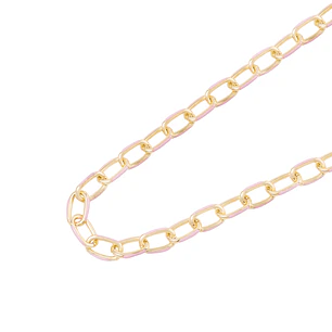 Collar de Plata Esterlina 925 Eslabones rosados Bañado en Oro 14kt