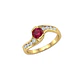 Anillo Oro Miel 18kt Solitario con Circonita Rubí y Circonitas Blancas - Miniatura 3