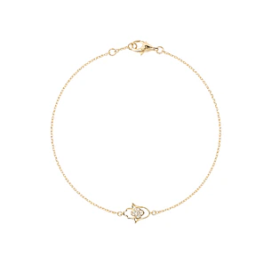 Pulsera de Oro 18kt Mano de Fátima Diamantes 3Pts totales