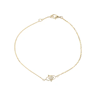 Pulsera de Oro 18kt Mano de Fátima Diamantes 3Pts totales
