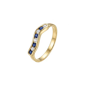 Anillo Oro Miel 18kt Brisa con Zafiros y Circonitas