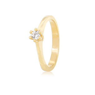Anillo Compromiso de Oro 18kt Solitario Circón 6 grifas.