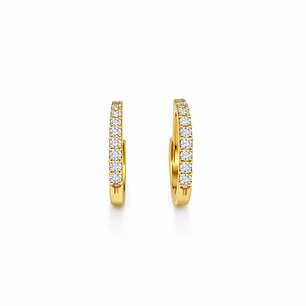 Aros Oro Amarillo 18kt Argollas Pequeñas Circonita 11MM