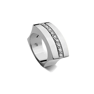 Anillo Oro Blanco 18kt Modelo Curv 9 Diamantes 2pts