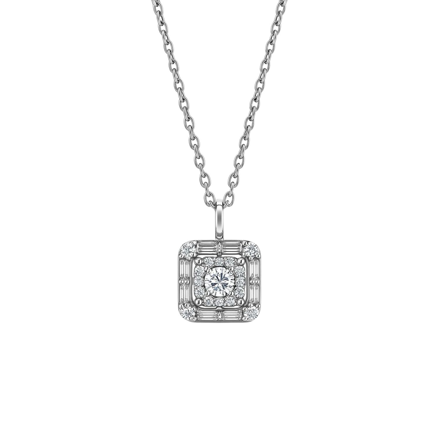 Collar Oro Blanco 18kt Brillo Eterno Circonita 2