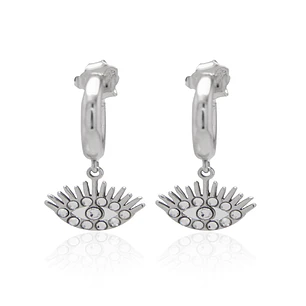 Aros de Plata Esterlina 925 Argollas Ojo Circonita