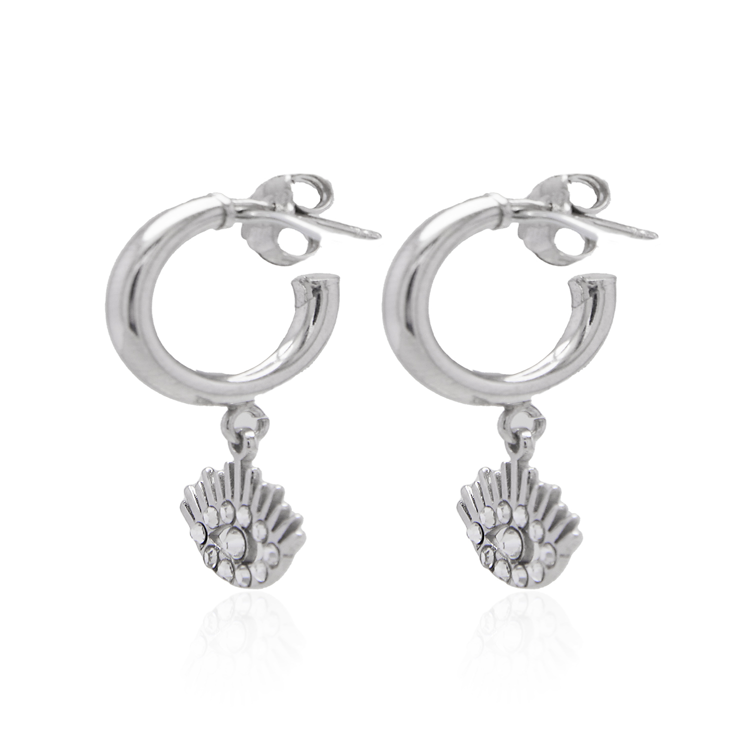 Aros de Plata Esterlina 925 Argollas Ojo Circonita 2