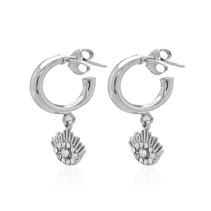 Aros de Plata Esterlina 925 Argollas Ojo Circonita