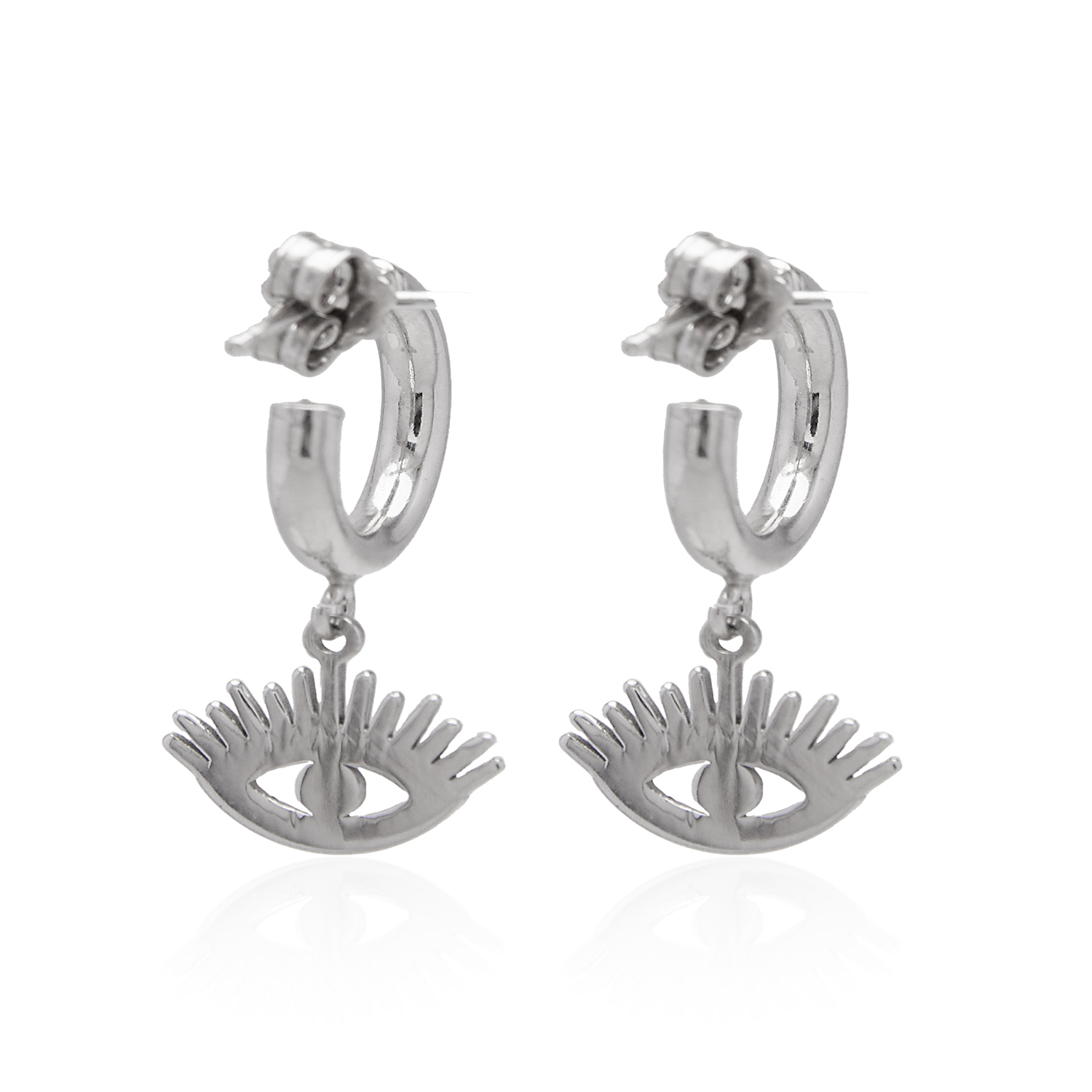 Aros de Plata Esterlina 925 Argollas Ojo Circonita 3