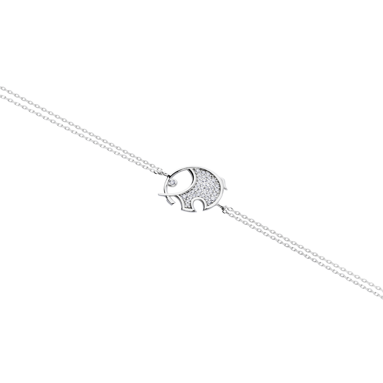 Pulsera de Plata Esterlina 925 Elefante Redondo Circonita 1