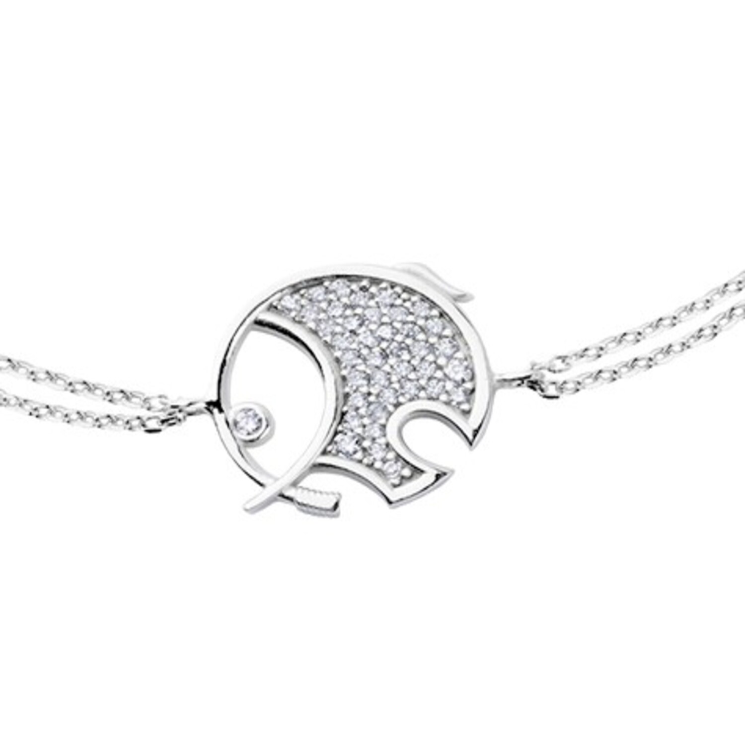 Pulsera de Plata Esterlina 925 Elefante Redondo Circonita 2