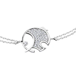 Pulsera de Plata Esterlina 925 Elefante Redondo Circonita