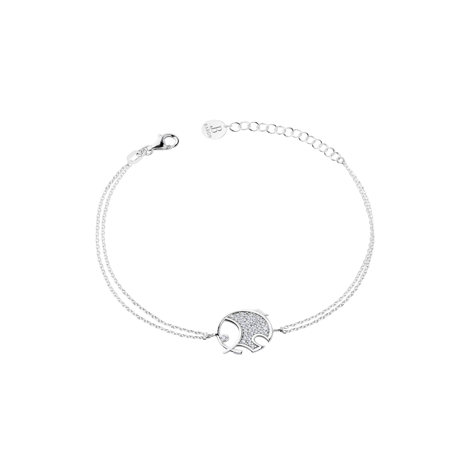 Pulsera de Plata Esterlina 925 Elefante Redondo Circonita 3