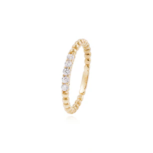 Anillo Compromiso de Oro 18Kt Circón Bolitas