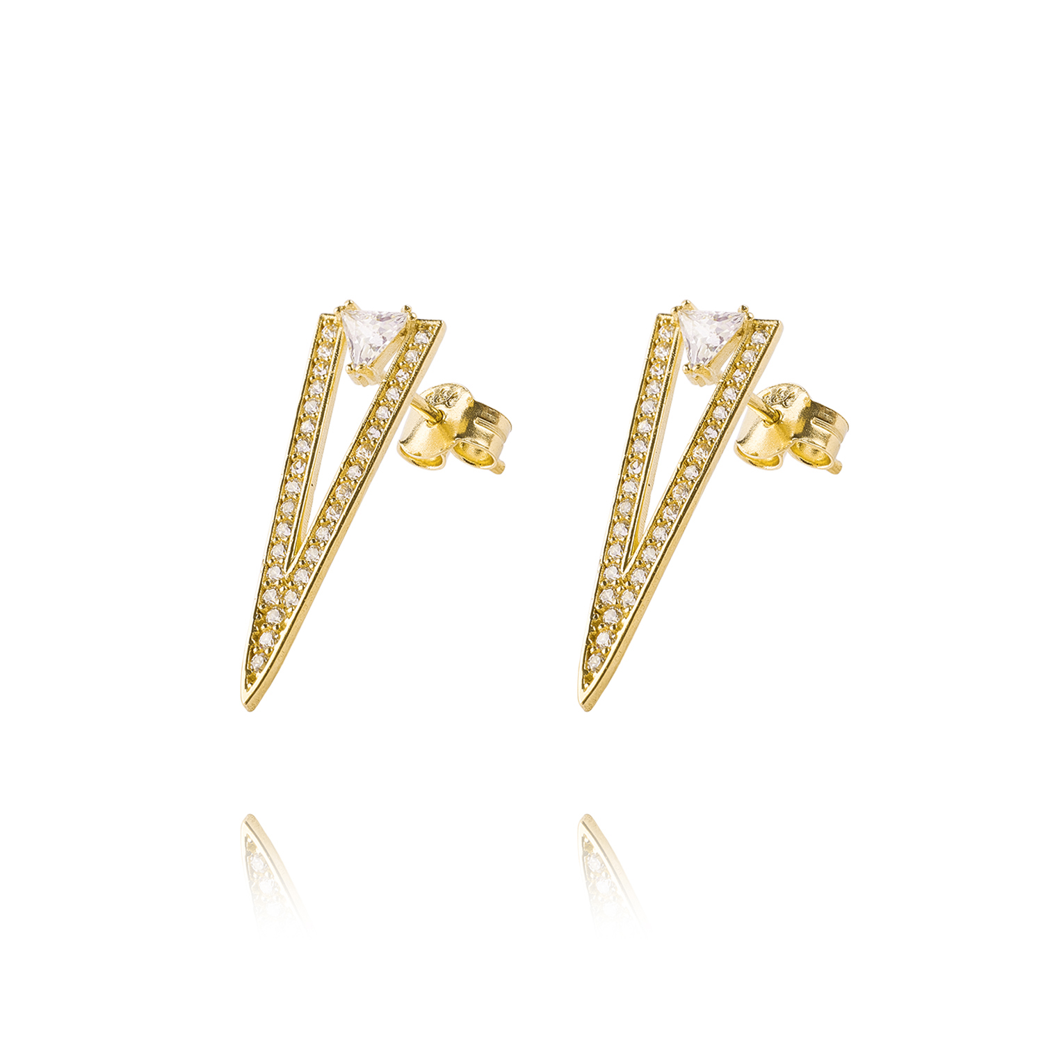 Aros de Oro 18kt Modelo Circón Largos 2