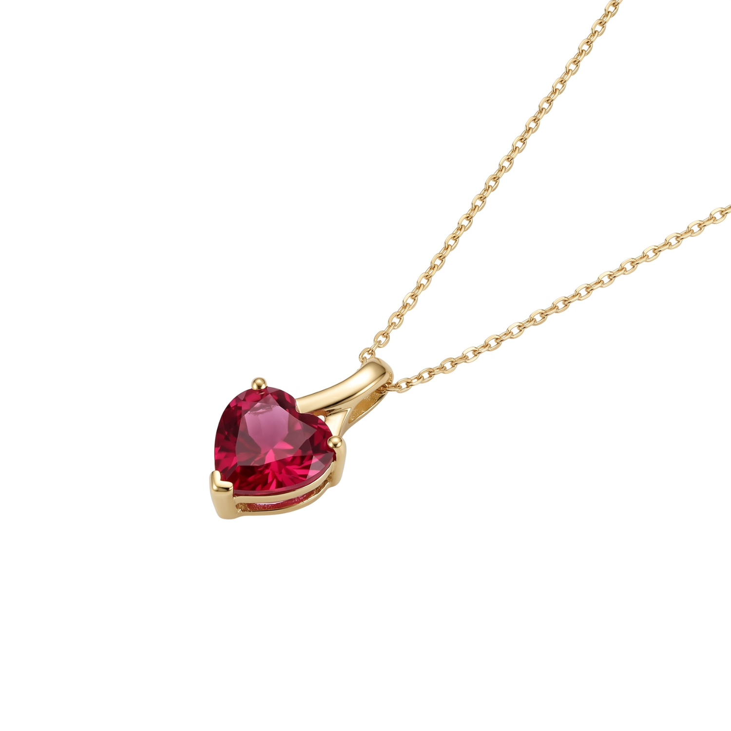 Collar Oro Amarillo 18kt Corazón Rubi 1