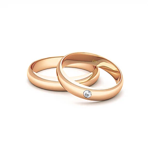 Par Argollas Matrimonio de Oro Miel 18kt Venecia 3,5mm Diamante 3Pts