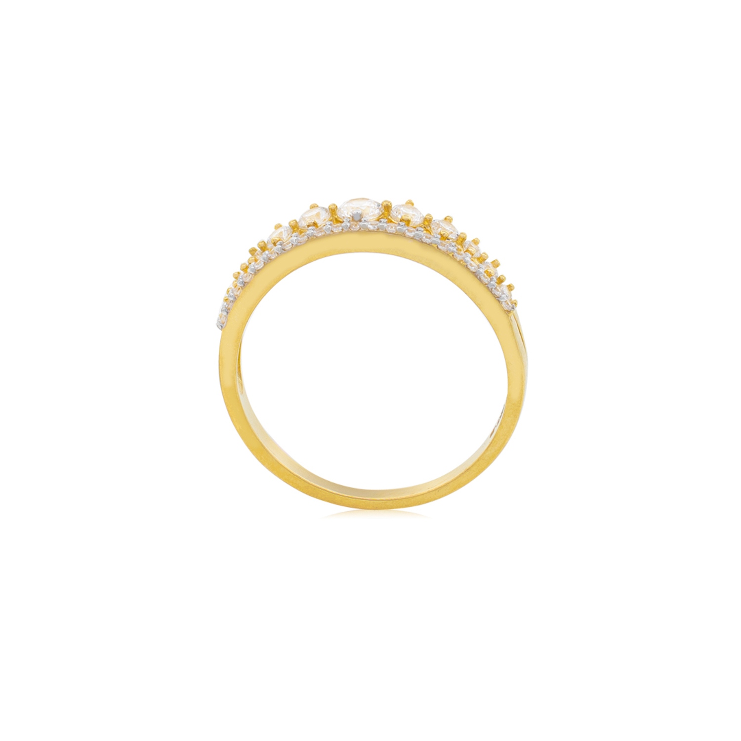Anillo de Oro Amarillo 18kt Corona Doble Circonitas 2