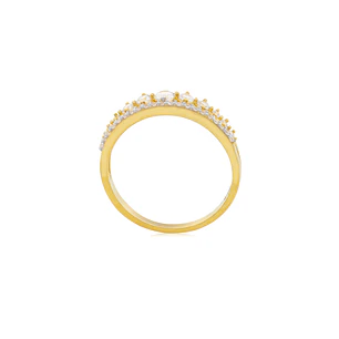 Anillo de Oro Amarillo 18kt Corona Doble Circonitas