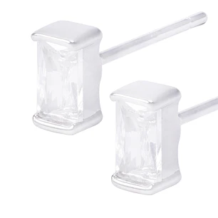 Aros de Plata Esterlina Rectangular con Circonita Pequeño