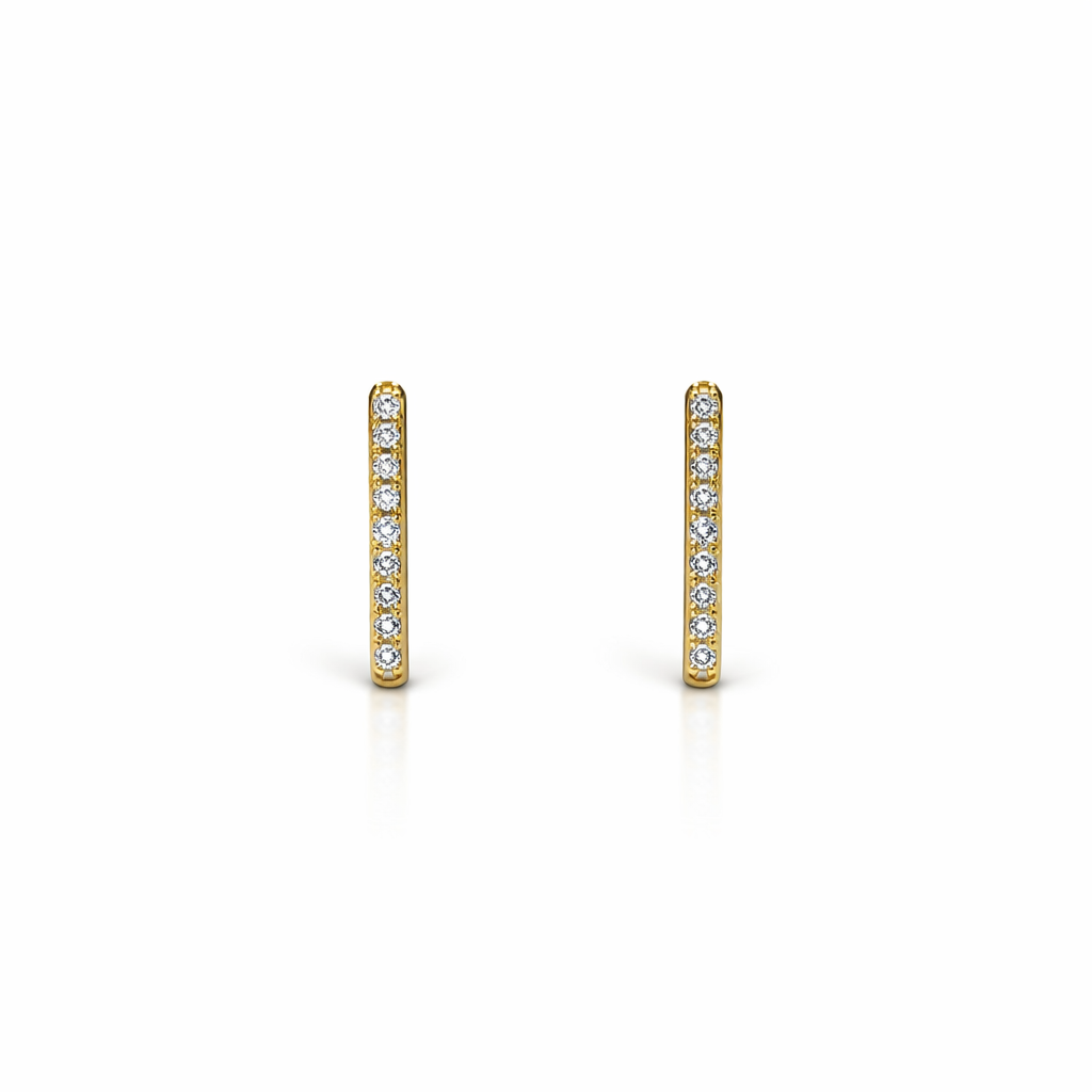Aros Oro Amarillo 18kt Argollas Oval Circonita 14X10MM 1