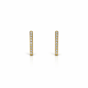 Aros Oro Amarillo 18kt Argollas Oval Circonita 14X10MM