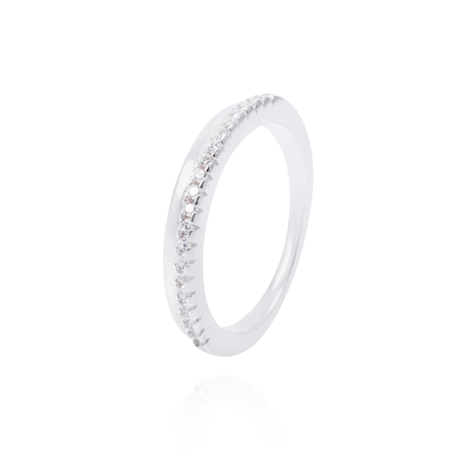 Anillo de Plata Esterlina Medio Cintillo Reina Con Circonita 1