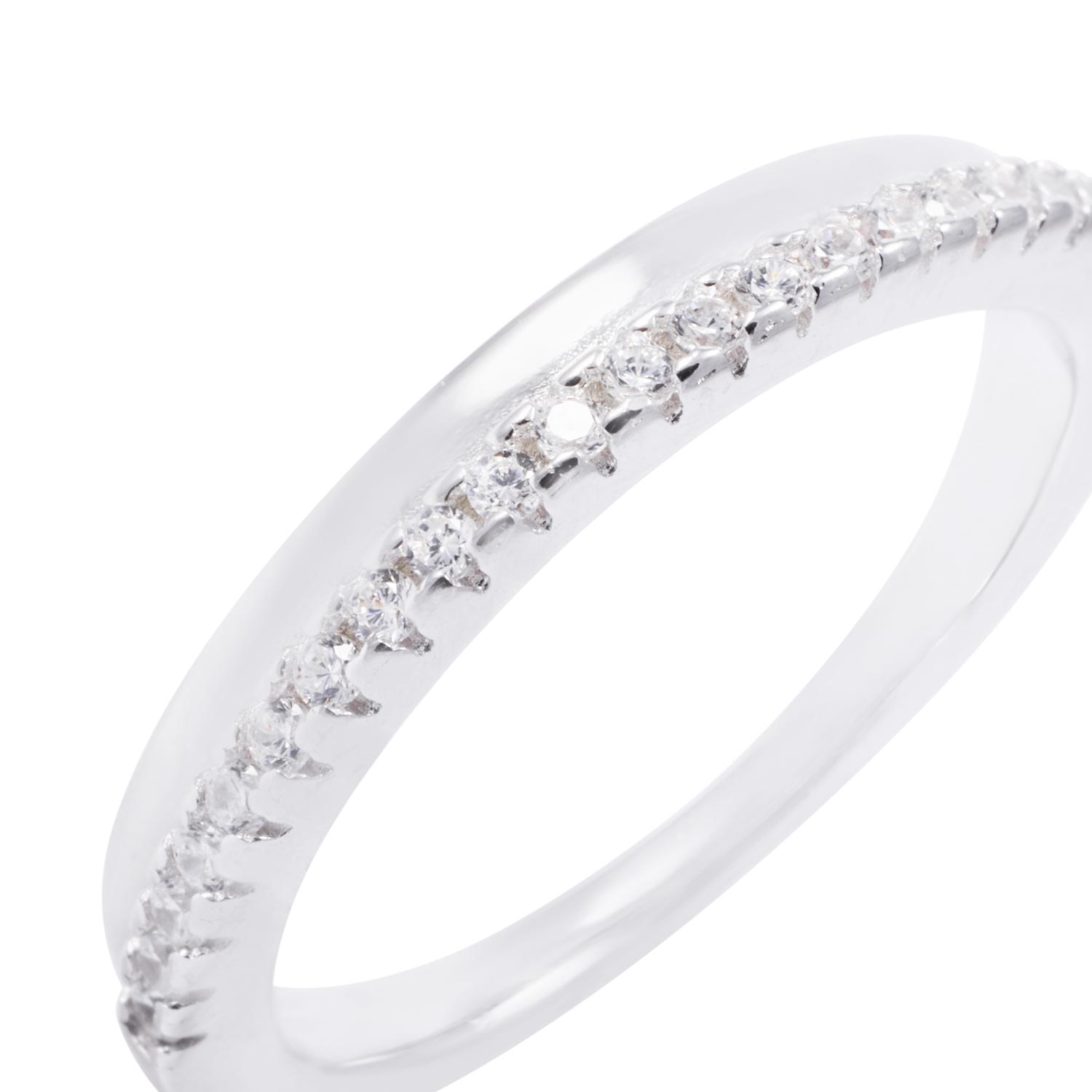 Anillo de Plata Esterlina Medio Cintillo Reina Con Circonita 2