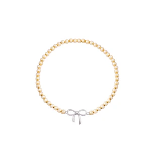 Pulsera de Plata Esterlina 925 Cinta bolitas Bañado en Oro 14kt