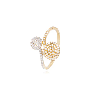 Anillo Oro Amarillo 18kt Círculos y Riel