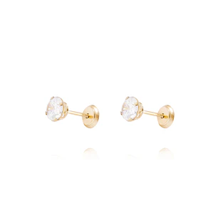Aros de Oro de 18kt Circón solitario 5mm