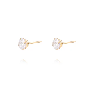 Aros de Oro de 18kt Circón solitario 5mm