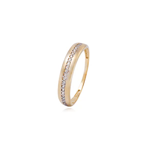Anillo Compromiso de Oro 18Kt Medio Cintillo Riel Central Circonita