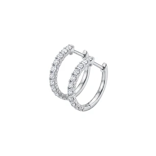 Aros Platino 900 Diamantes Argollas 36 Pts